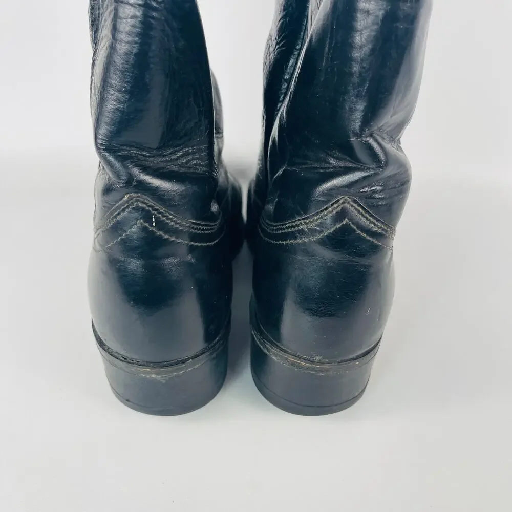 Texas Brand Black Leather Cowboy Boots 9D 8800